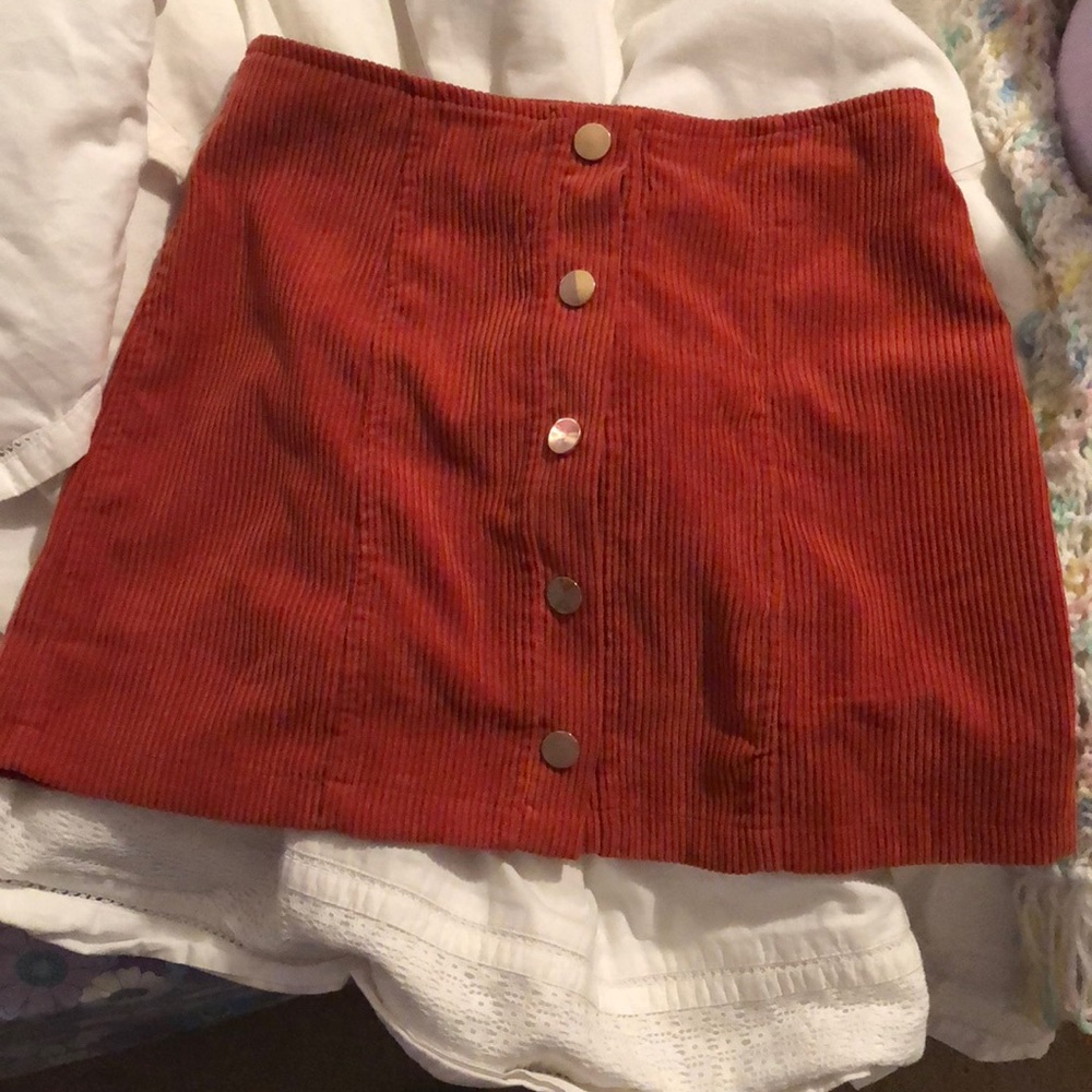 LF Orange button mini skirt